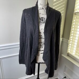 Eileen Fisher gray organic cotton open front sweater cardigan size Medium petite